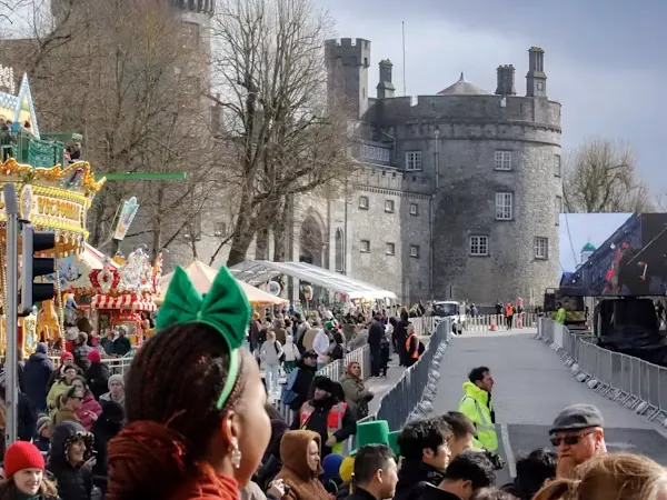 St. Patrick's Day crowd outside Kilkenny Castle